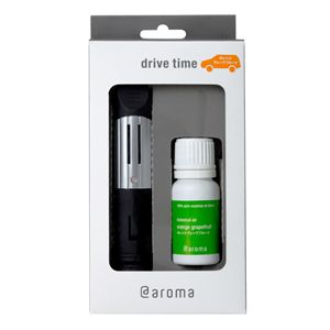 自動車用小型アロマディフューザー aroma drive time Starter Set（ドライブタイム  オレンジグレープフルーツ 10ml）
