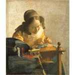 世界の名画シリーズ、最高級プリハード複製画 ヨハネス・フェルメール作 「レースを編む女」