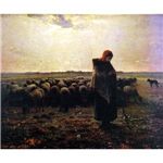 世界の名画シリーズ、最高級プリハード複製画 ジャン・フランソワ・ミレー作 「羊飼いの少女」