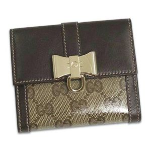 GUCCI（グッチ）二つ折り財布（小銭入れ付） 181646 FT01G 9643 ベージュ/ダークブラウン