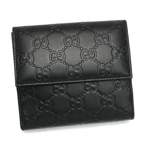 GUCCI(グッチ) Wホック財布 212090 WALLET FLAP FRENCH ブラック