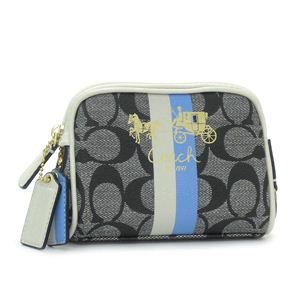 Coach(コーチ) ポーチ 42383HERITAGE STRIPE ブラック/ホワイト