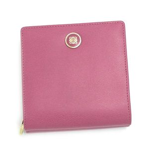 Loewe（ロエベ）二つ折り財布（小銭入れ付） ANAGRAM SIGNATURE 118.30.A53 BILLFOLD AND COINPURSE ダークピンク
