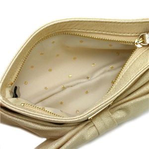 kate spade(ケイトスペード)ポーチ PLAZA SEASONAL PWRU1232B BOW POUCH ゴールド