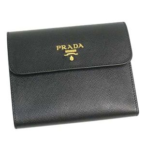 PRADA（プラダ） 三つ折り財布（小銭入れ付） SAFFIANO METAL ORO 1M0170 ブラック