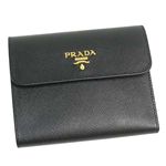 PRADA（プラダ） 三つ折り財布（小銭入れ付） SAFFIANO METAL ORO 1M0170 ブラック