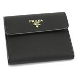 PRADA（プラダ） 三つ折り財布（小銭入れ付） TESSUTO VERNICE 1M0170 SAF METAL ブラック