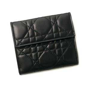 Christian Dior（クリスチャン ディオール） 二つ折り財布（小銭入れ付） LADY DIOR 43022 NDA3 ブラック