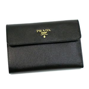 Prada（プラダ） 三つ折り財布（小銭入れ付） SAFFIANO MULTICOLOR 1M0510 F0002 ブラック/レッド