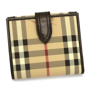 Burberry（バーバリー） Wホック財布 2AR202シャイニーネイヴィー 3640452 CREDCOIN HYM 2070 ダークブラウン