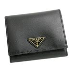 Prada（プラダ） 三つ折り財布（小銭入れ付） SAFFIANO ORO 1M0176 F0002 ブラック