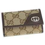 Gucci（グッチ） キーケース MEN NEW BRITT 181680 BASIC KEY-CASE 9569 ベージュ/ダークブラウン