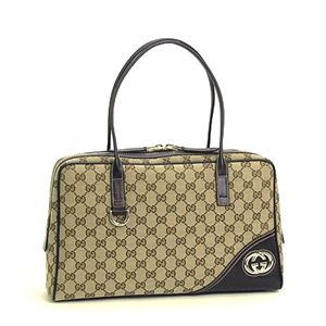 Gucci（グッチ） ボストンバッグ NEW BRITT 169971 TOP HANDLE/BOSTON/MEDIUM 9643 ベージュ/ダークブラウン