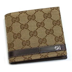 Gucci（グッチ） 二つ折り財布（小銭入れ付） MEN BAR 233102 MEN BAR 9643 ベージュ/ダークブラウン