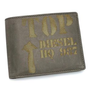 DIESEL（ディーゼル） 二つ折り財布（小銭入れ付） JEM-BOSS 00XP37 HIRESH EMBOSS T8086 グレー