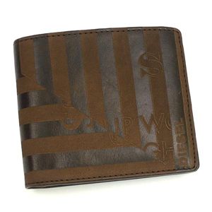 DIESEL（ディーゼル） 二つ折り財布（小銭入れ付） JEM-BOSS 00XP38 HIRESH SMALL EMBOSS T2178 ダークブラウン
