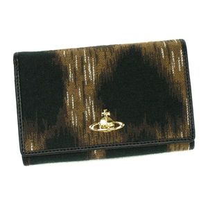 Vivienne Westwood（ヴィヴィアンウエストウッド） 二つ折り財布（小銭入れ付） LEOPARD 2232 ブラック/ブラウン