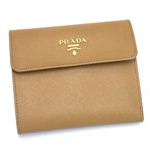 Prada（プラダ） 三つ折り財布（小銭入れ付） SAFFIANO METAL ORO 1M0170 ブラウン