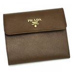 Prada（プラダ） 三つ折り財布（小銭入れ付） SAFFIANO METAL ORO 1M0170 F0054 ダークブラウン