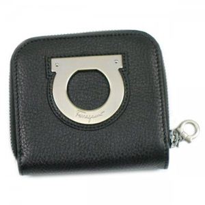 Ferragamo（フェラガモ） 二つ折り財布（小銭入れ付） GANCIO INLET VITELLO 22A981 433861 ブラック