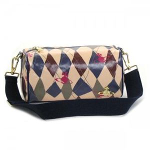 Vivienne Westwood(ヴィヴィアンウエストウッド) ナナメガケバッグ NEW HARLEQUIN 5071  ブルー H13×W25×D14