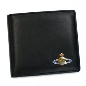 Vivienne Westwood(ヴィヴィアンウエストウッド) 二つ折り財布(小銭入れ付) NAPPA 730V  ブラック/ゴールド H10.5×W11×D2.5