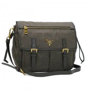 Prada（プラダ） ショルダーバッグ TESSUTO+SAFFIANO BT0687 170 グレー H26×W28×D15