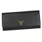 Prada（プラダ） ナガザイフ SAFFIANO MULTICOLOR 1M1132 F0632 ブラック/ピンク H9×W19×D3