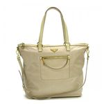 Prada(プラダ) トートバッグ TESSUTO+SAFFIANO BR4379  ベージュ H31×W44/34×D15