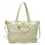 Prada(プラダ) トートバッグ TESSUTO+SAFFIANO BR4380  ベージュ H29×W46/35×D15