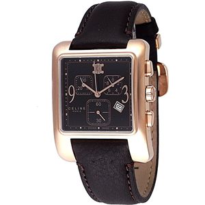CELINE（セリーヌ） 腕時計 CARRE CHRONO カーフベルト ブラウン C81312021
