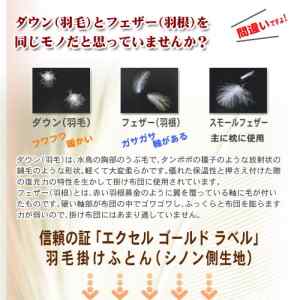 シノン生地使用の羽毛掛け布団 シングル 説明画像