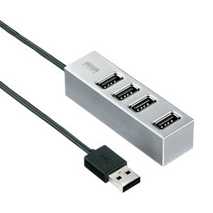 サンワサプライ 磁石付き4ポートUSB2.0ハブ（シルバー） USB-HUB254SV 5セット