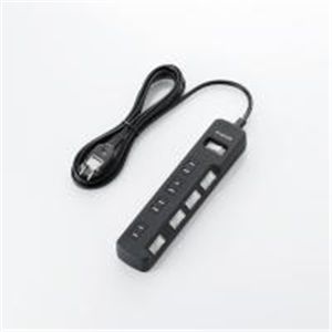 ELECOM（エレコム） 一括＆個別スイッチ付　雷ガードタップ T-K05-2425BK 2P式4個口2.5m