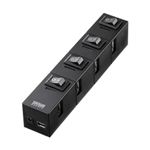 サンワサプライ 個別スイッチ付き4ポートUSB2.0節電ハブ（磁石付・ブラック） USB-HSM410BK