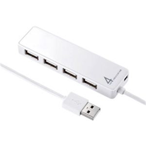 サンワサプライ HDD接続対応・面ファスナー付4ポートUSB2.0ハブ（ホワイト） USB-HTV410W