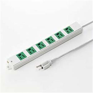 サンワサプライ 3P、3m、6個口タップ緑色（バックアップ用） TAP-K6-3G