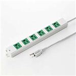 サンワサプライ 3P、3m、6個口タップ緑色（バックアップ用） TAP-K6-3G