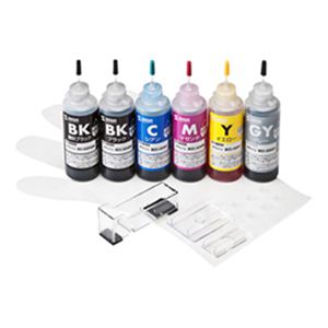 サンワサプライ 詰め替えインクBCI-325PGBK・326BK・C・M・Y・GY用 INK-C326S60S6R