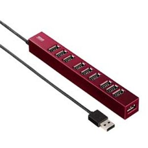 サンワサプライ 磁石付き10ポートUSB2.0ハブ（レッド） USB-HUB256R