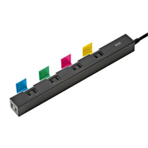 サンワサプライ 便利タップACアダプタ対応（5個口、2m、カラーバー、ブラック） TAP-B41BK4