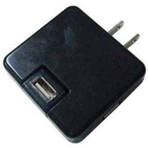 ミヨシ USBtoACアダプタ ブラックIPA-01／BK iPod、MP3、PSP、DS、DSLiteなど急速充電 USB2ポート 海外使用、同時充電可能