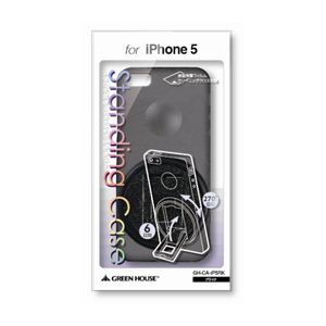 GREENHOUSE iPhone5用スタンド付きシェルカバー ブラック GH-CA-IP5RK