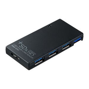 サンワサプライ USB3.0SDカードリーダー付きハブ（ブラック） USB-HCS315BK