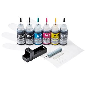 サンワサプライ 詰め替えインクBCI-350PGBK・351BK・C・M・Y・GY用 INK-C351S30S6