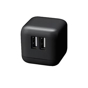 GREENHOUSE 高出力2.1A コンパクトAC-USB充電器 「ピコキューブ」 ブラック GH-AC-U2CK