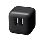 GREENHOUSE 高出力2.1A コンパクトAC-USB充電器 「ピコキューブ」 ブラック GH-AC-U2CK