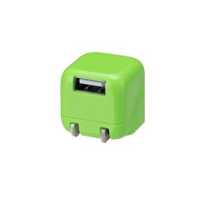 GREENHOUSE コンパクトAC-USB充電器 「ピコキューブ」 グリーン GH-AC-U1CG