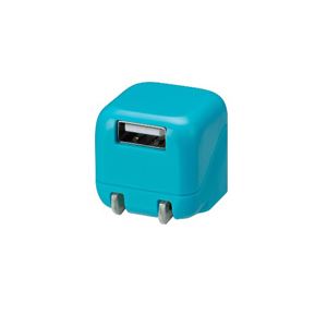 GREENHOUSE コンパクトAC-USB充電器 「ピコキューブ」 ブルー GH-AC-U1CB