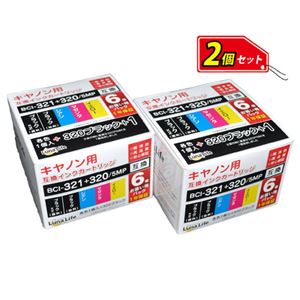 ワールドビジネスサプライ 【Luna Life】 キャノン（Canon）用 互換インクカートリッジ BCI-321+320／5MP 320ブラック1本おまけ付き 6本パック×2 お買得セット LN CA320+321／6P*2PCS